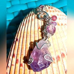 Sterling Silver Pendant Amethyst Tourmaline And Fluoride